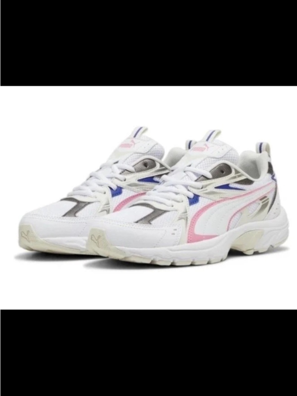 Puma Milenio Tech Sneakers Women's White Grey Pink Sz 10